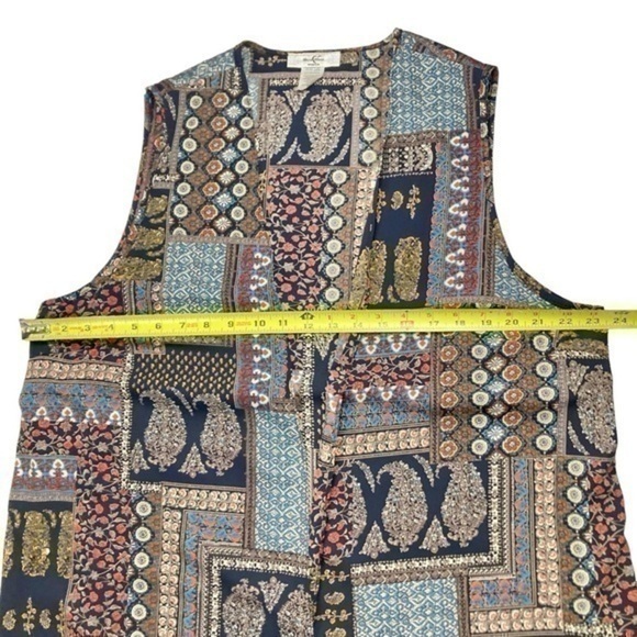 Moa Moa Patchwork Womens Size 1X Multicolor Sleeveless Open Front Long Robe - Picture 7 of 9